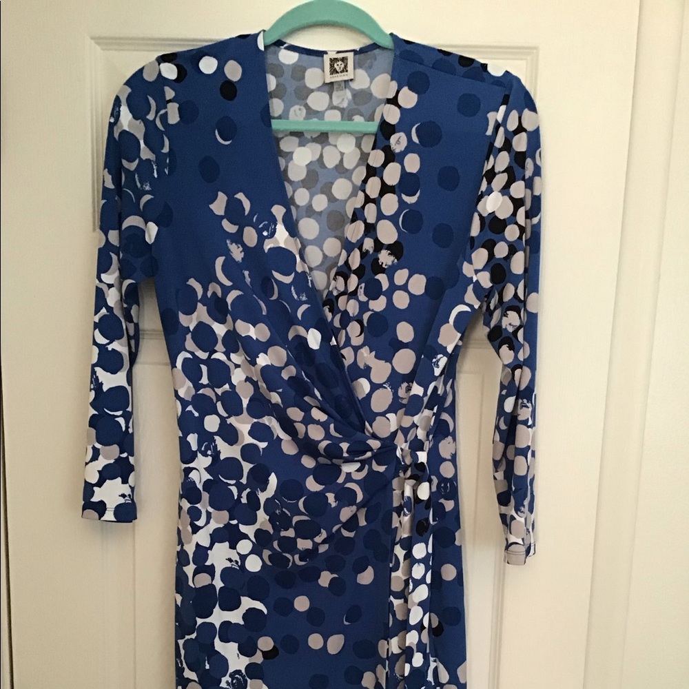 Anne Klein Wrap Dress blue/black/white